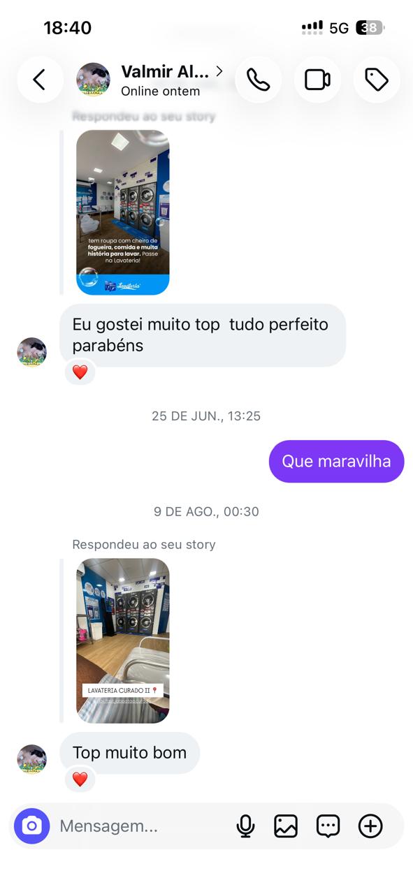 Captura do feedback de Valmir